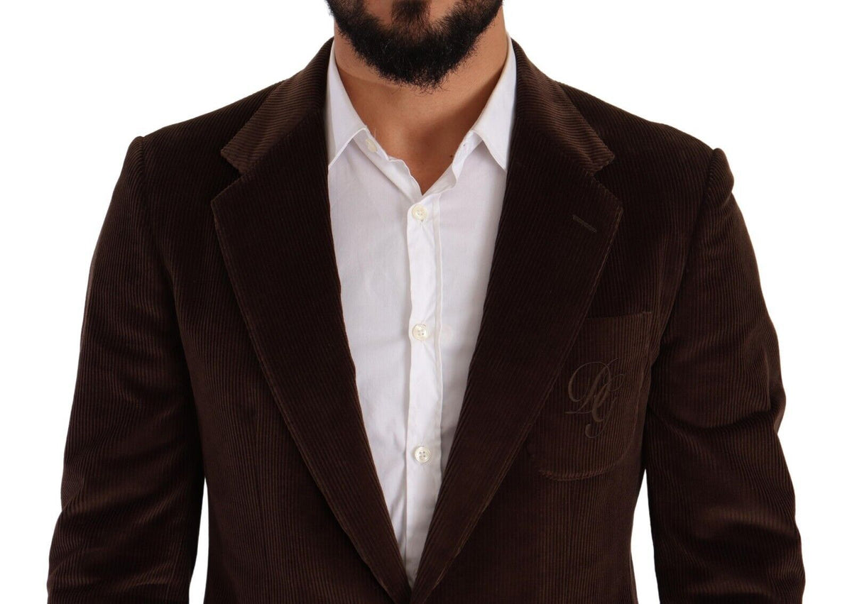 Blazer slim en velours côtelé marron élégant Dolce &amp; Gabbana