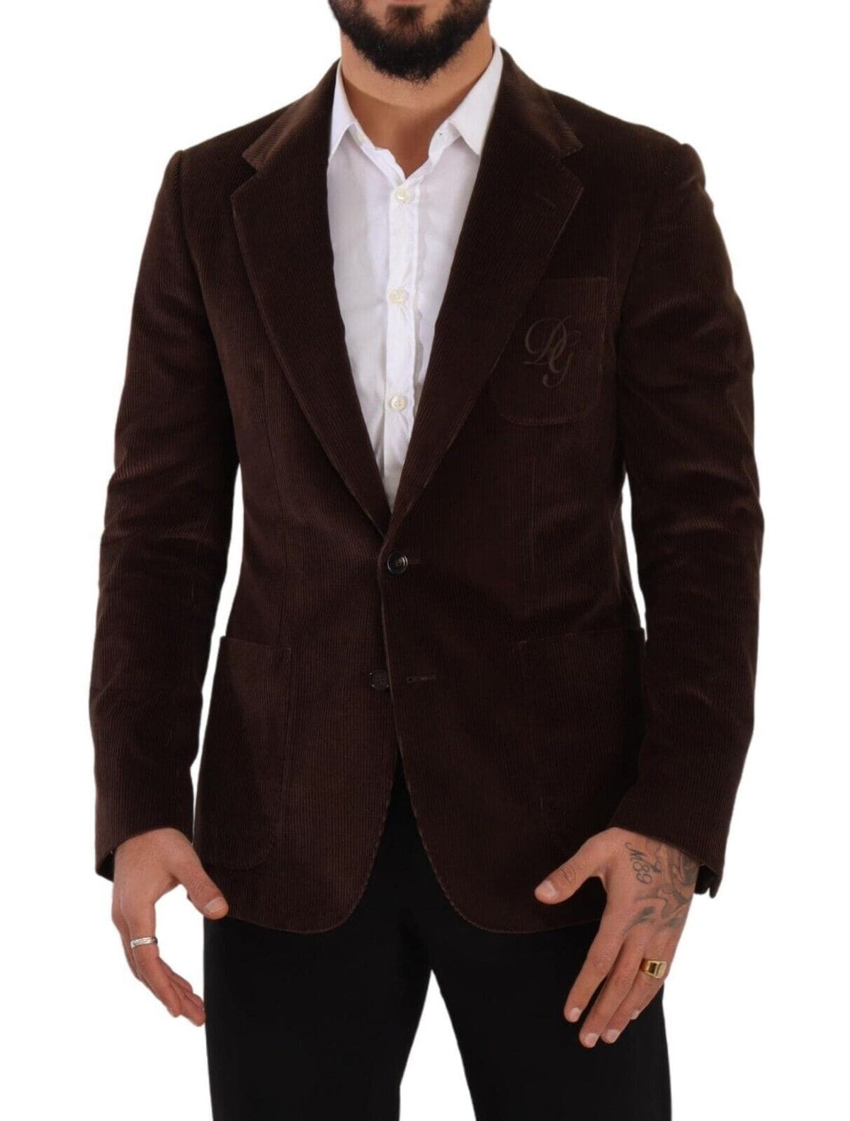 Blazer slim en velours côtelé marron élégant Dolce &amp; Gabbana