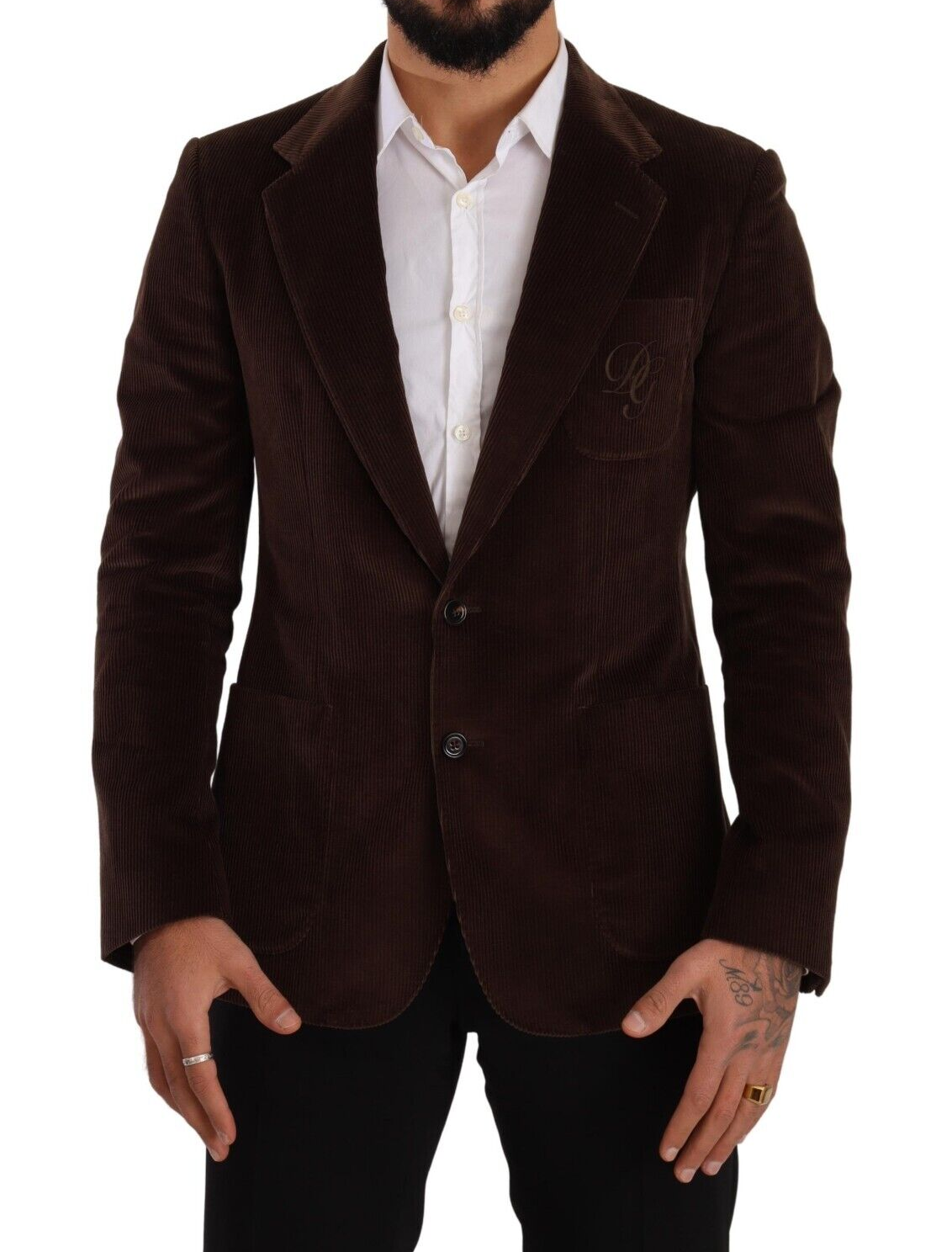 Blazer slim en velours côtelé marron élégant Dolce &amp; Gabbana