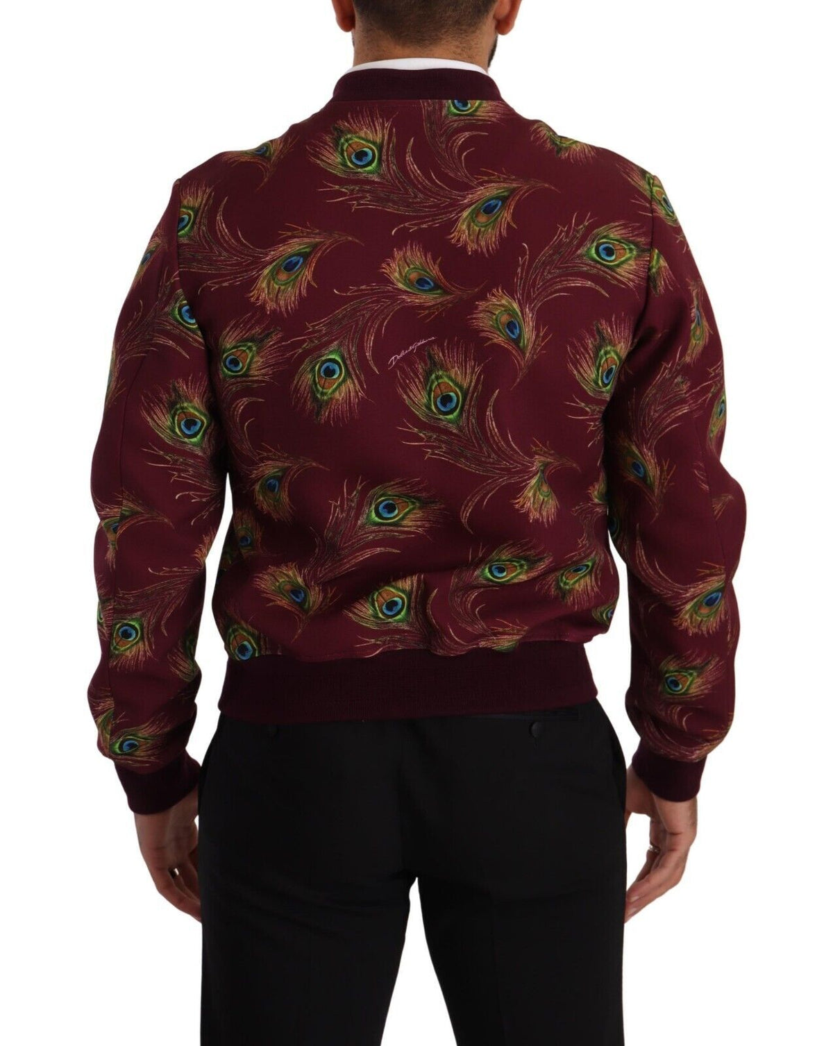 Veste bomber à imprimé paon rouge éclatant Dolce &amp; Gabbana