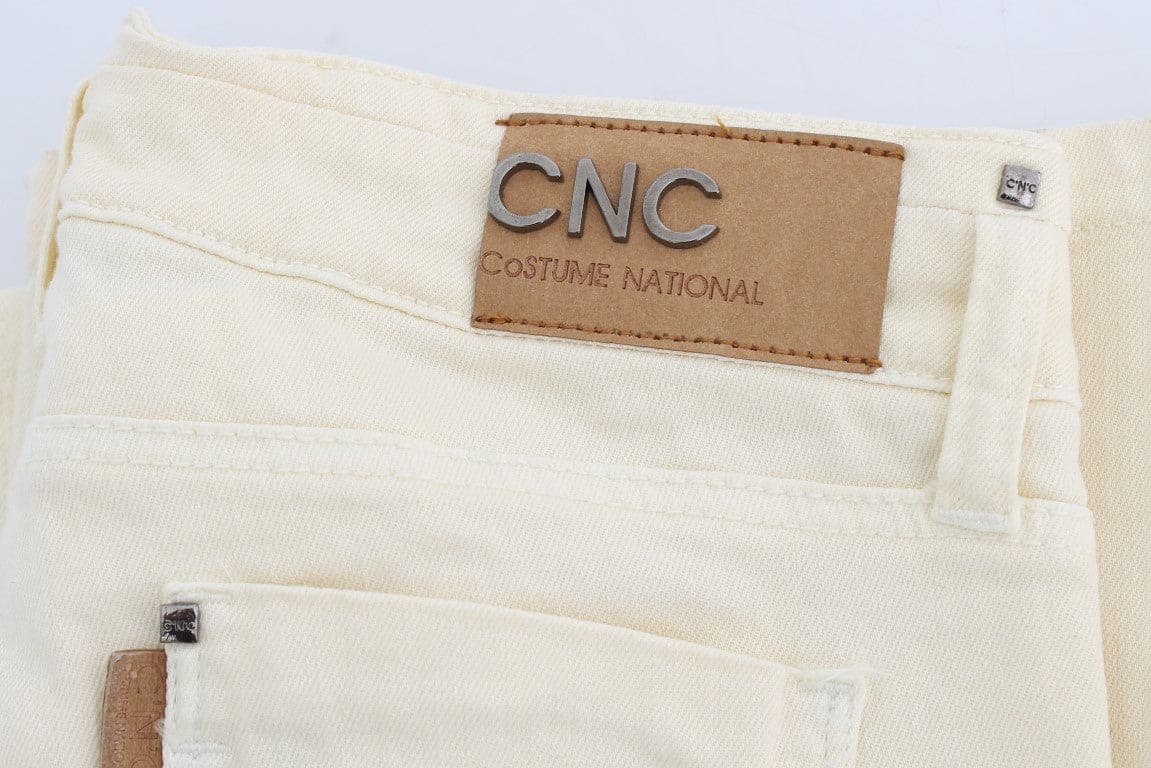 Costume National Chic Off-White Flared Designer Jeans