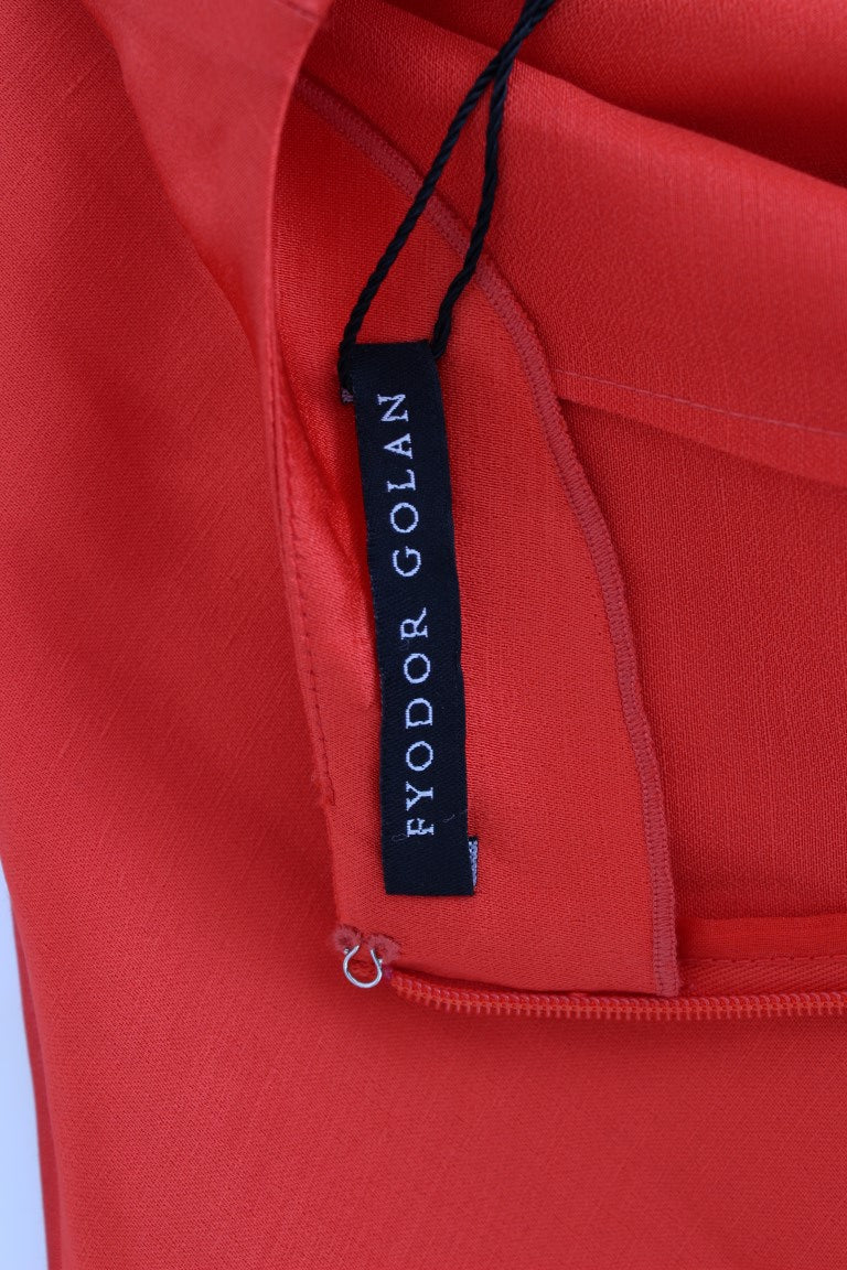 Robe artisanale en lin mélangé rouge radieux de Fyodor Golan