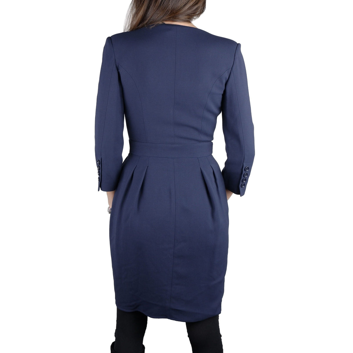 Robe élégante à col en V avec ceinture Elisabetta Franchi en bleu