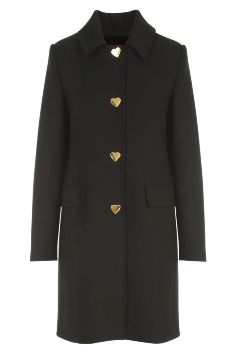 Manteau élégant en laine mélangée avec boutons en forme de cœur Love Moschino