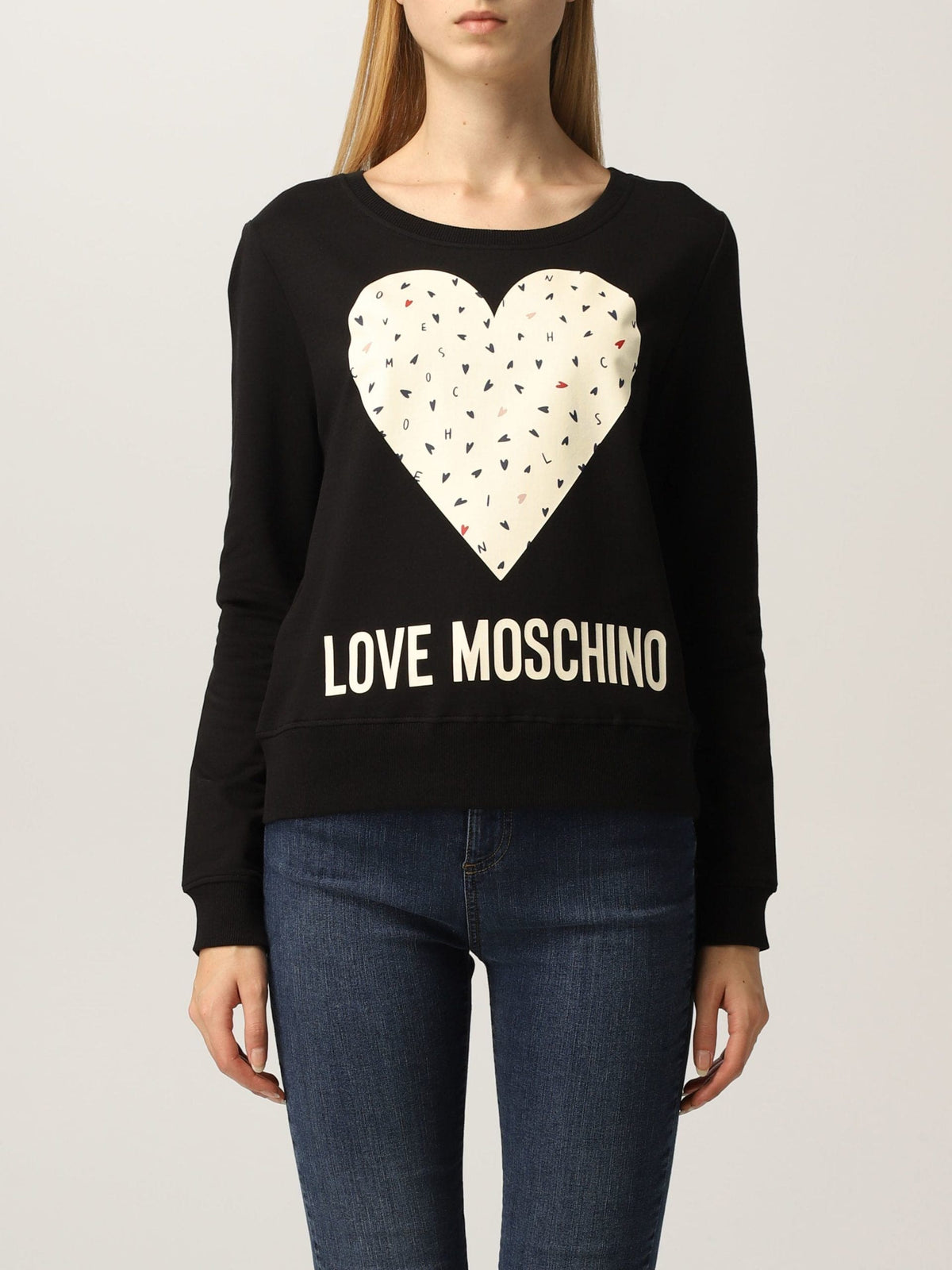 Sweat-shirt ras du cou en coton imprimé chic Love Moschino