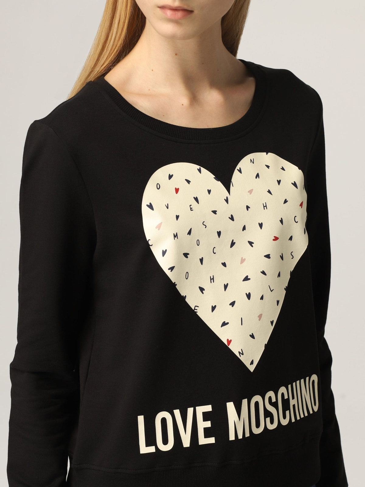 Sweat-shirt ras du cou en coton imprimé chic Love Moschino