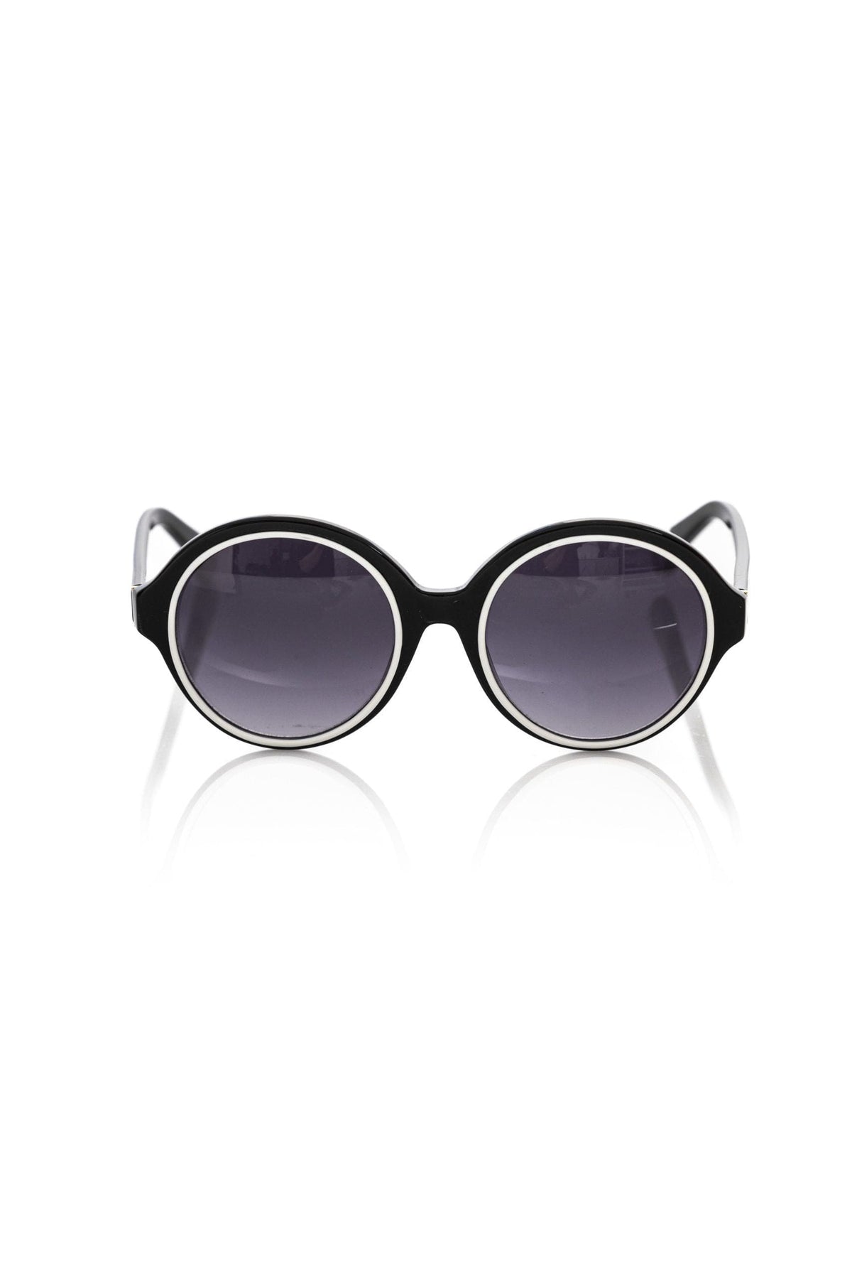 Lunettes de soleil rondes noires élégantes Frankie Morello avec accent blanc