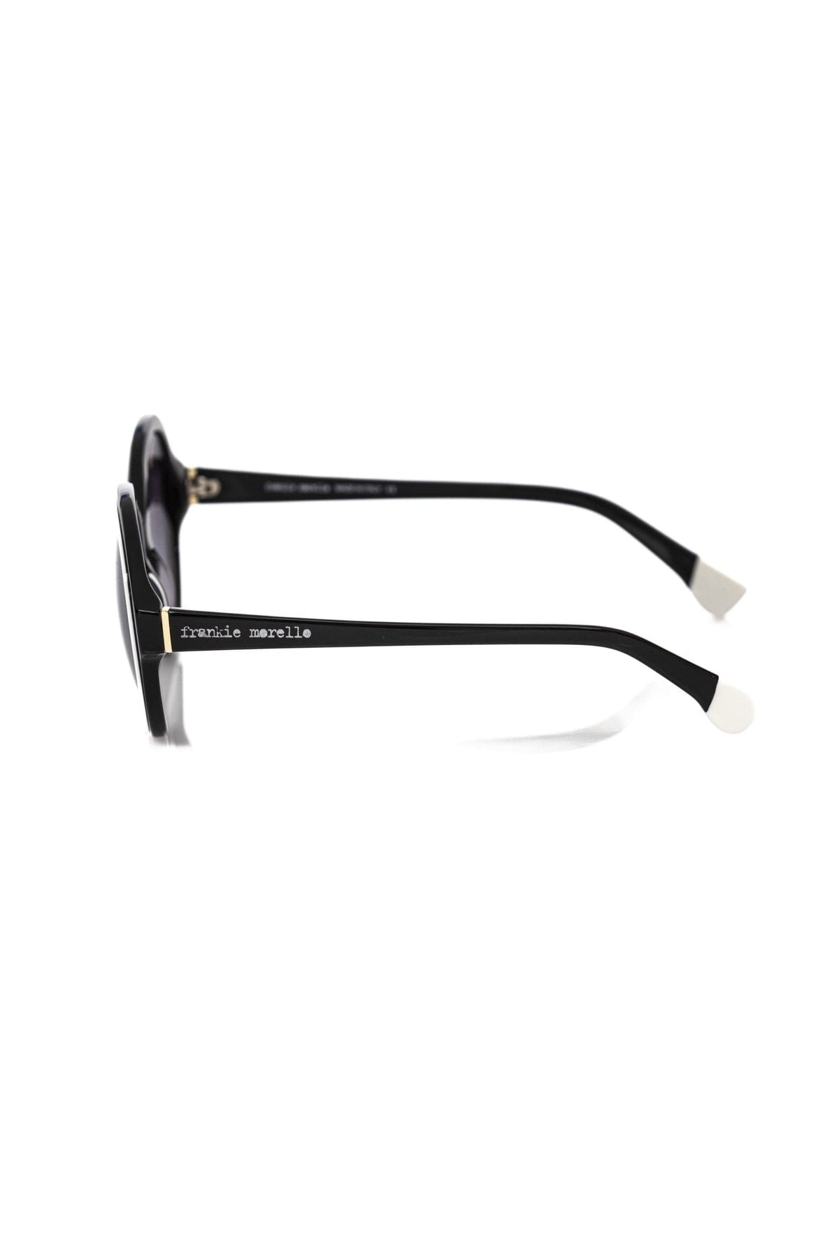 Lunettes de soleil rondes noires élégantes Frankie Morello avec accent blanc