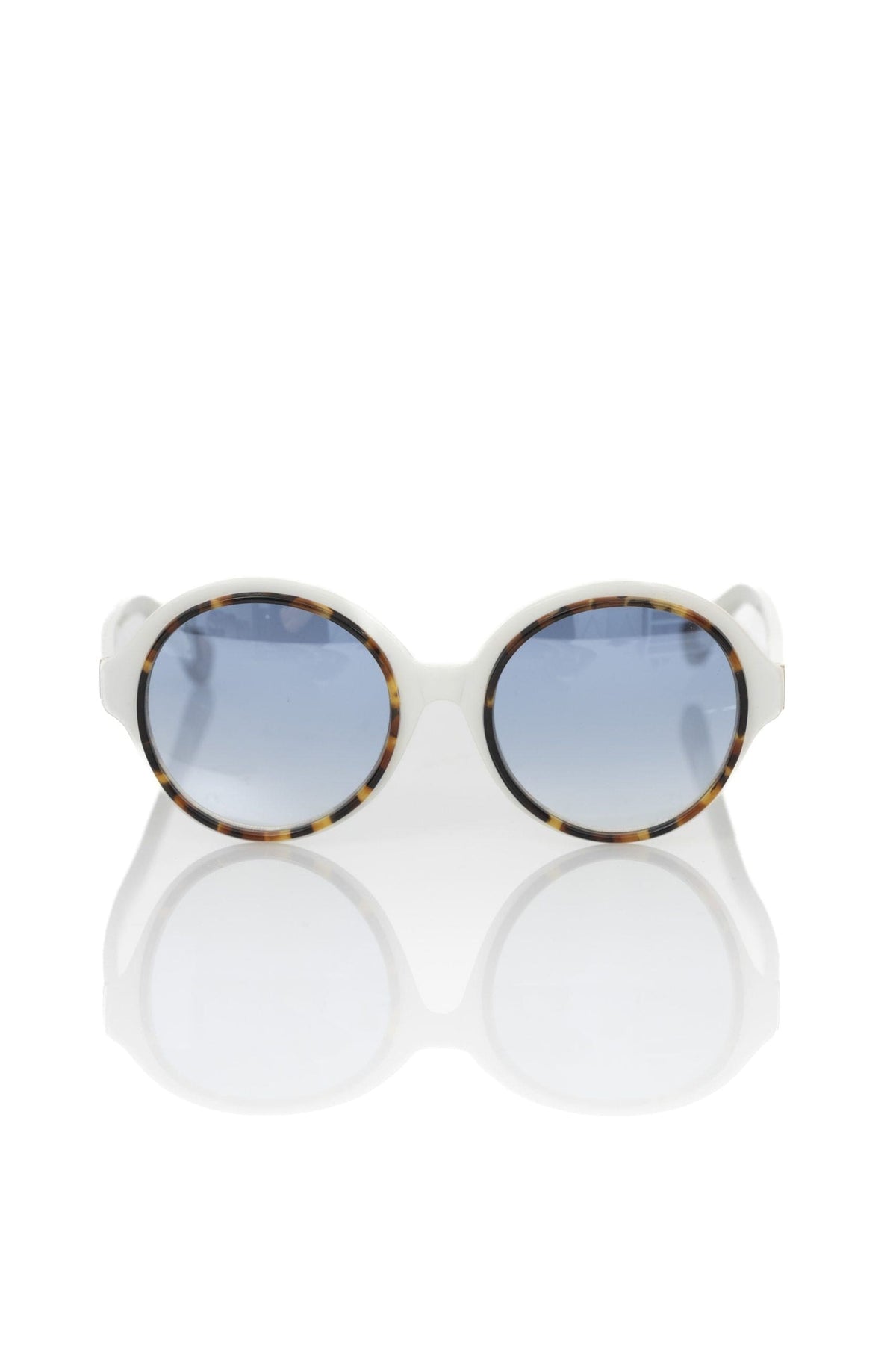 Lunettes de soleil rondes blanches chics Frankie Morello avec verres teintés bleus