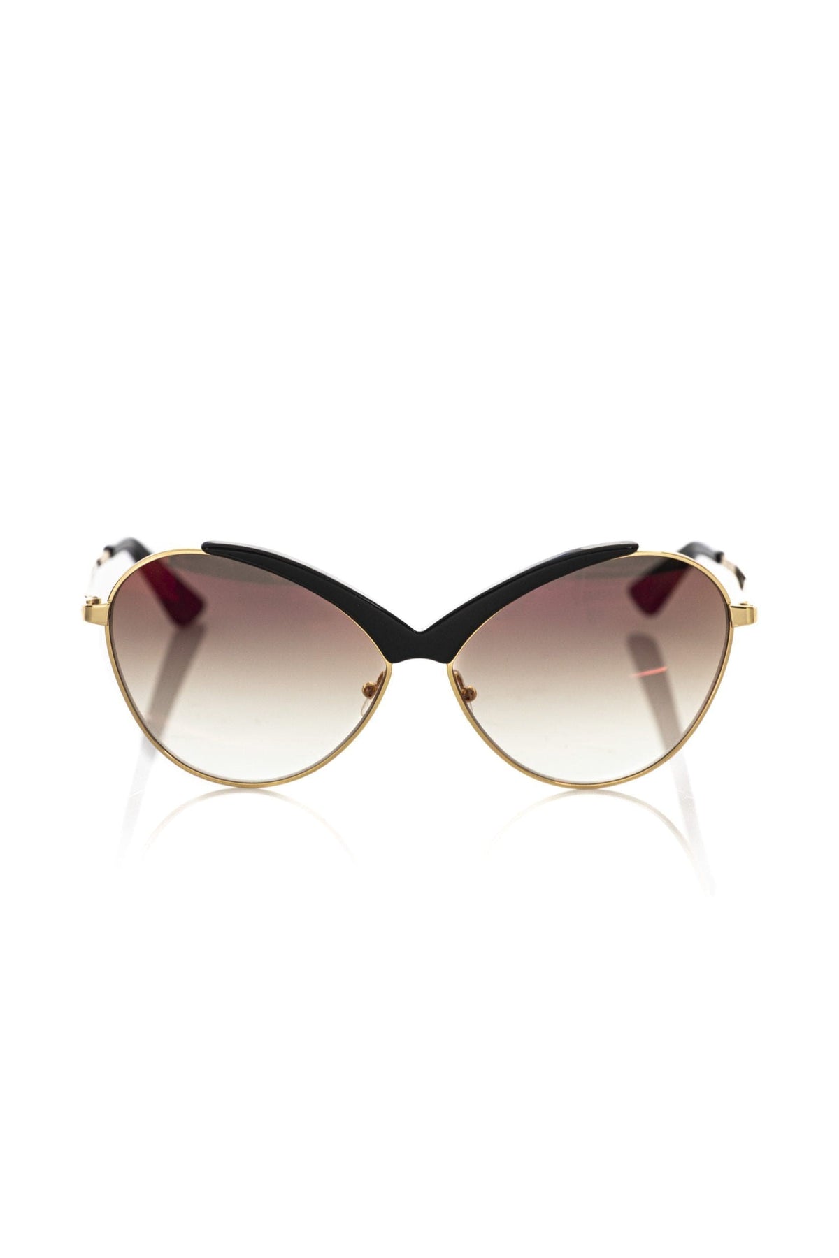 Gafas de sol elegantes con forma de mariposa de Frankie Morello en negro brillante