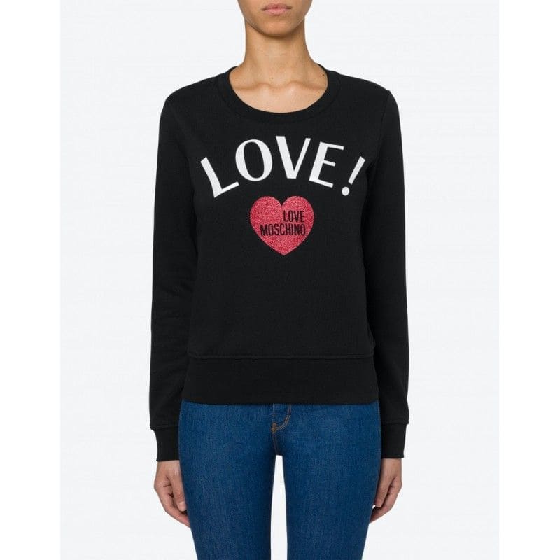 Sudadera de algodón con corazón brillante y elegante de Love Moschino