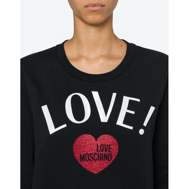 Sudadera de algodón con corazón brillante y elegante de Love Moschino