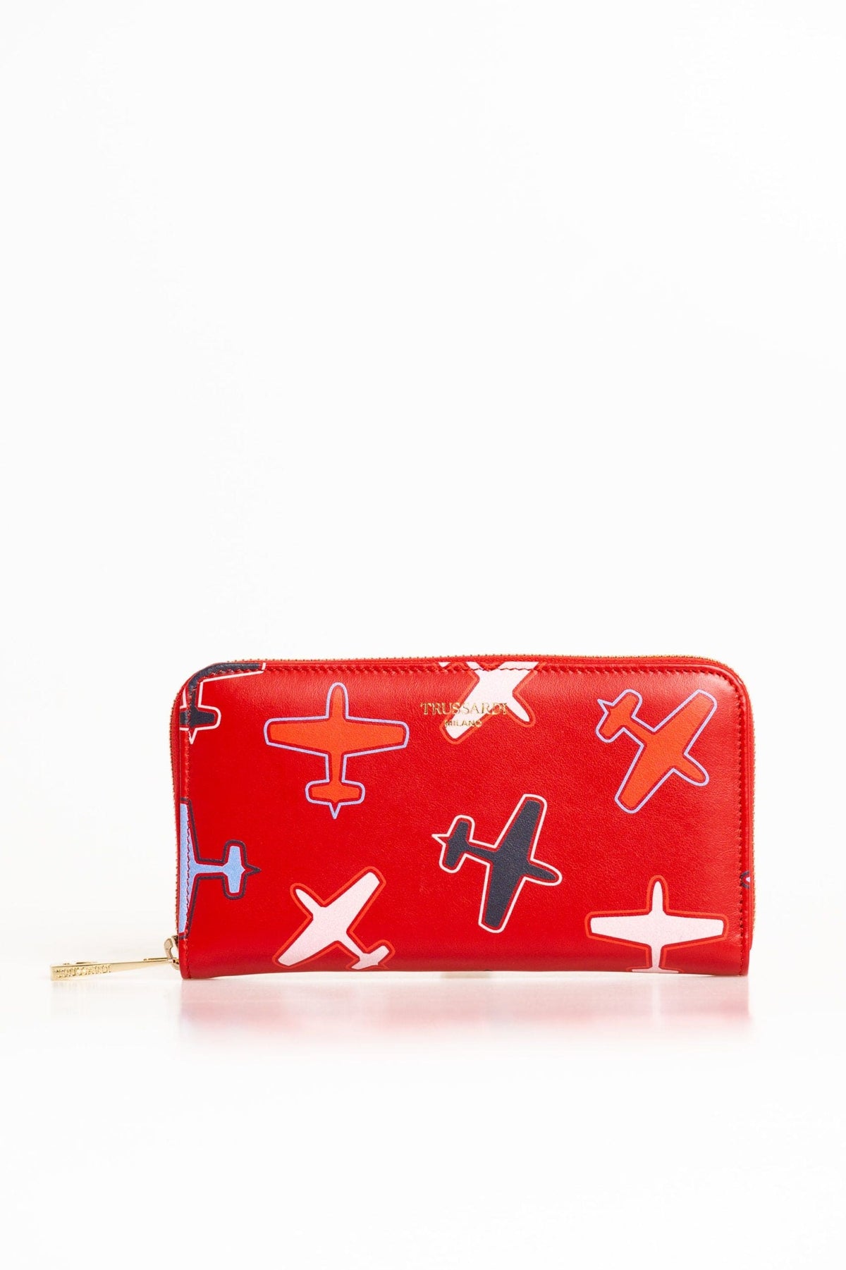 Cartera Trussardi Chic de piel roja con estampado de avión