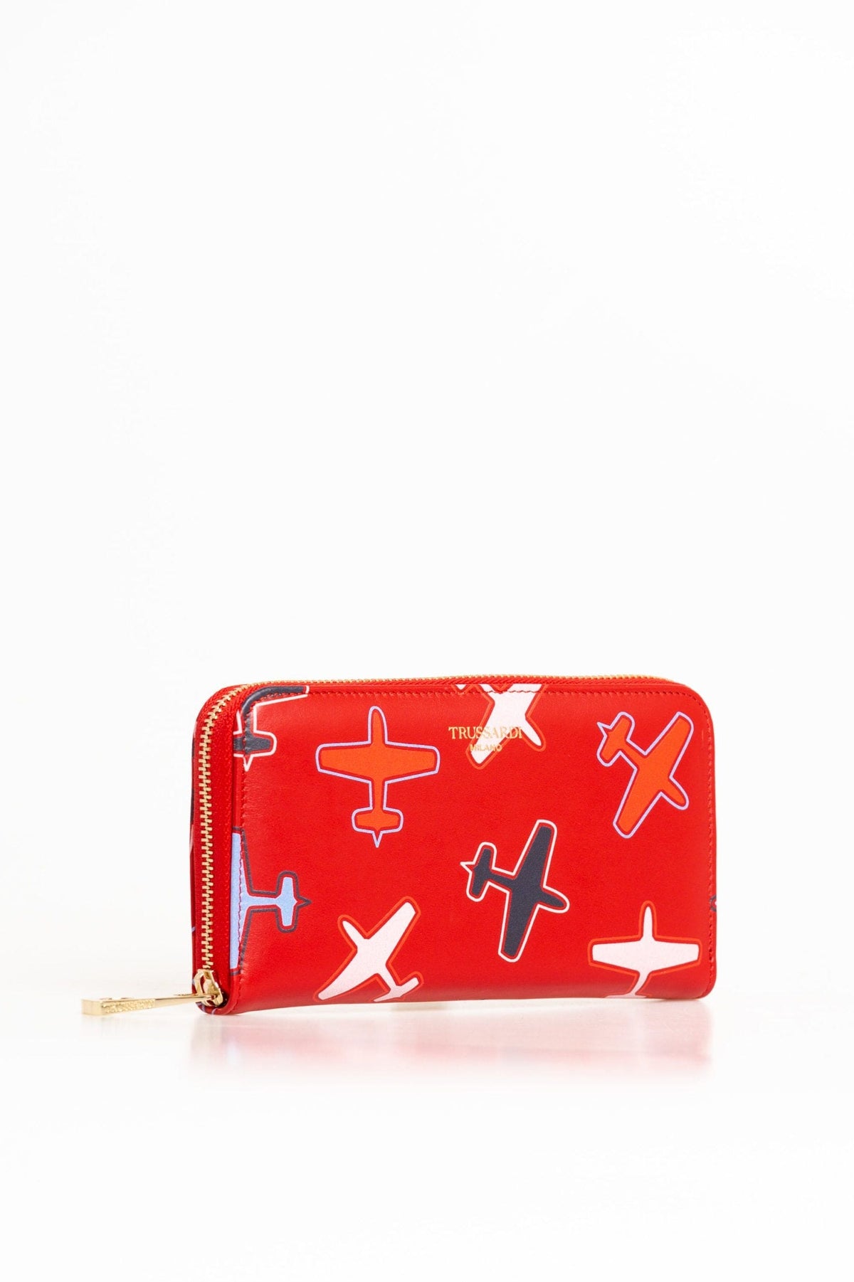 Cartera Trussardi Chic de piel roja con estampado de avión