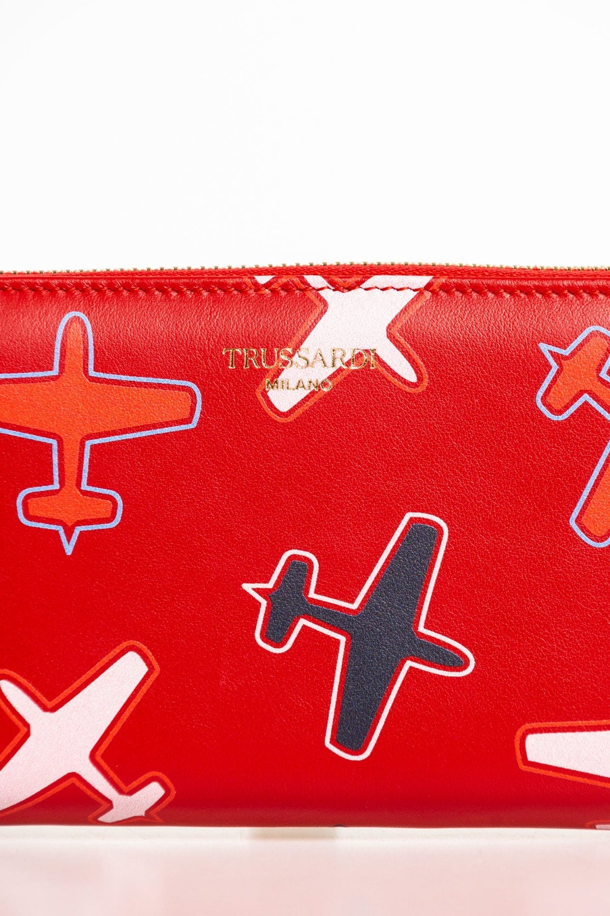 Cartera Trussardi Chic de piel roja con estampado de avión