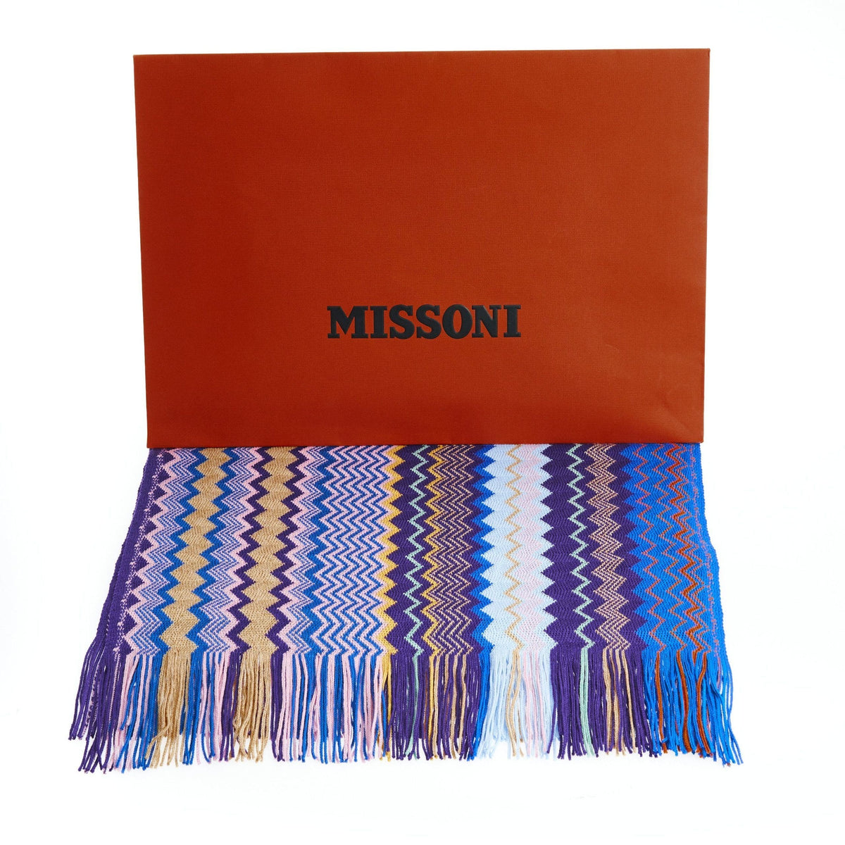 Écharpe de luxe à franges et motifs géométriques Missoni