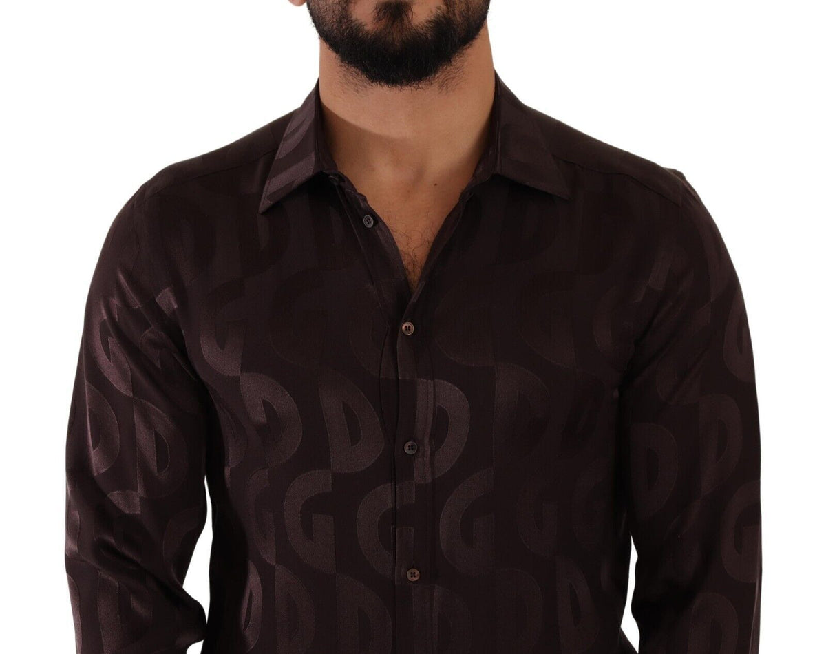 Camisa elegante de seda burdeos de Dolce &amp; Gabbana