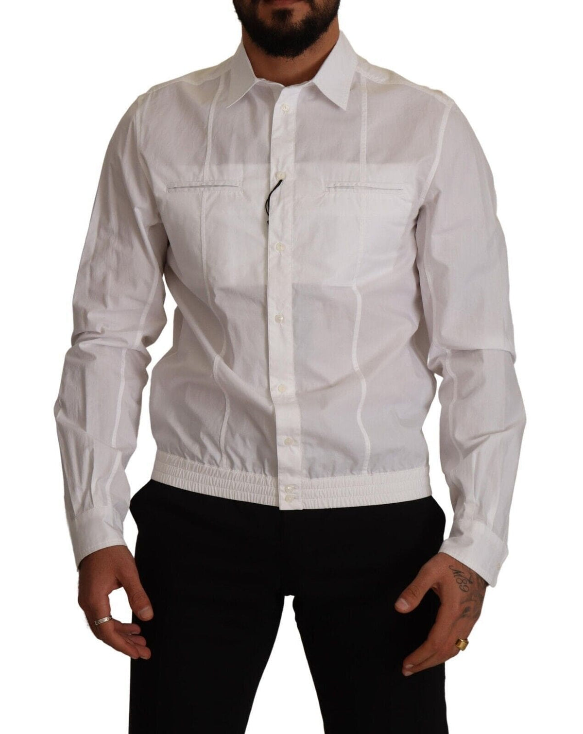 Camisa elegante de algodón blanca italiana de Dolce &amp; Gabbana