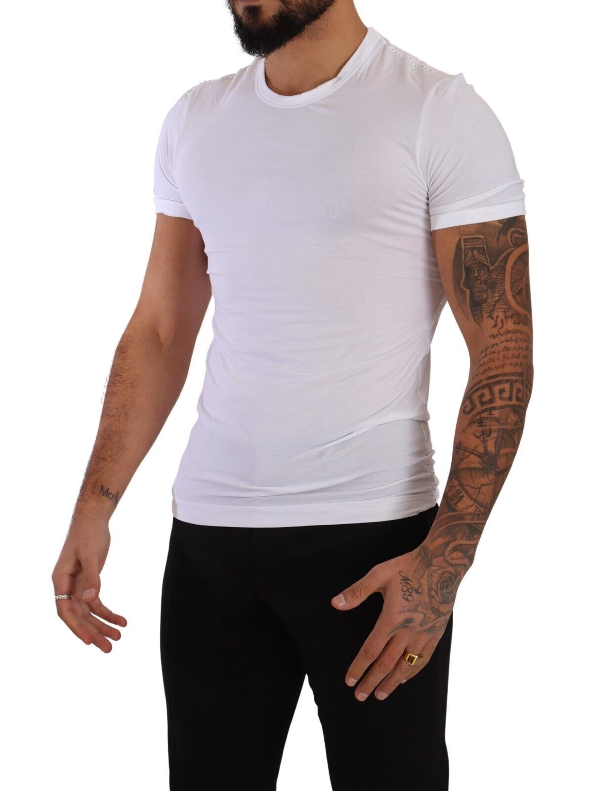 T-shirt col rond élégant en coton mélangé blanc Dolce &amp; Gabbana