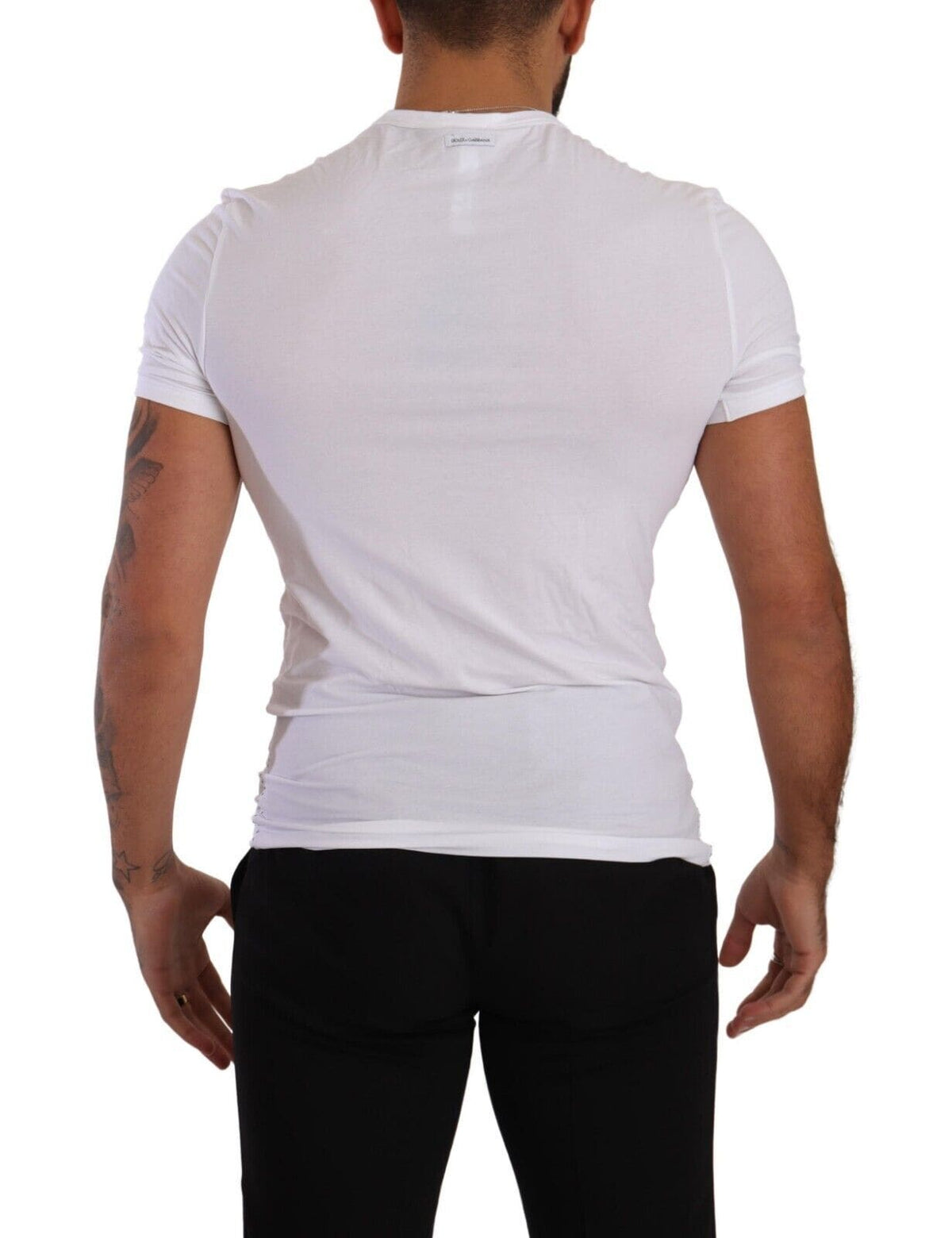 T-shirt col rond élégant en coton mélangé blanc Dolce &amp; Gabbana