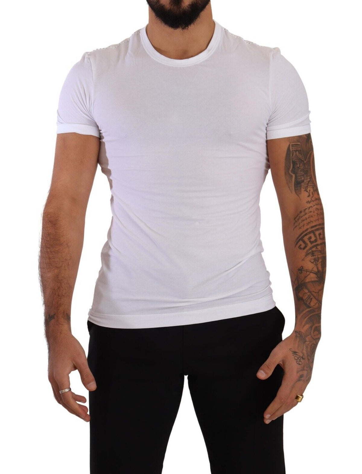 T-shirt col rond élégant en coton mélangé blanc Dolce &amp; Gabbana