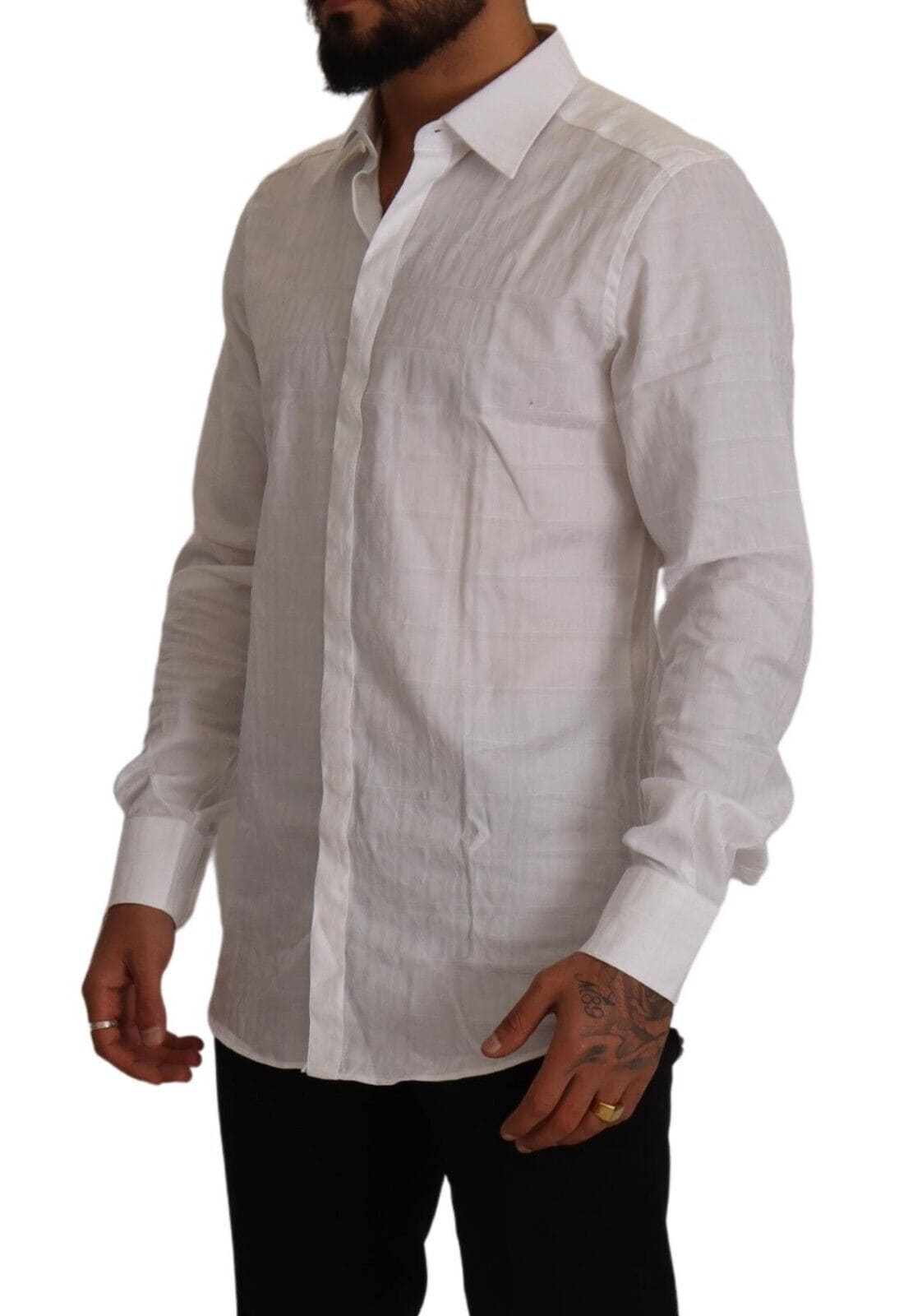 Camisa elegante de algodón blanca de Dolce &amp; Gabbana - Corte ajustado