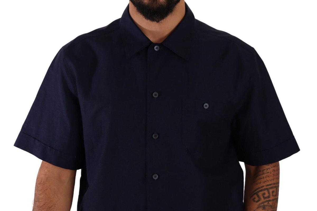 Chemise boutonnée décontractée bleu marine élégante Dolce &amp; Gabbana