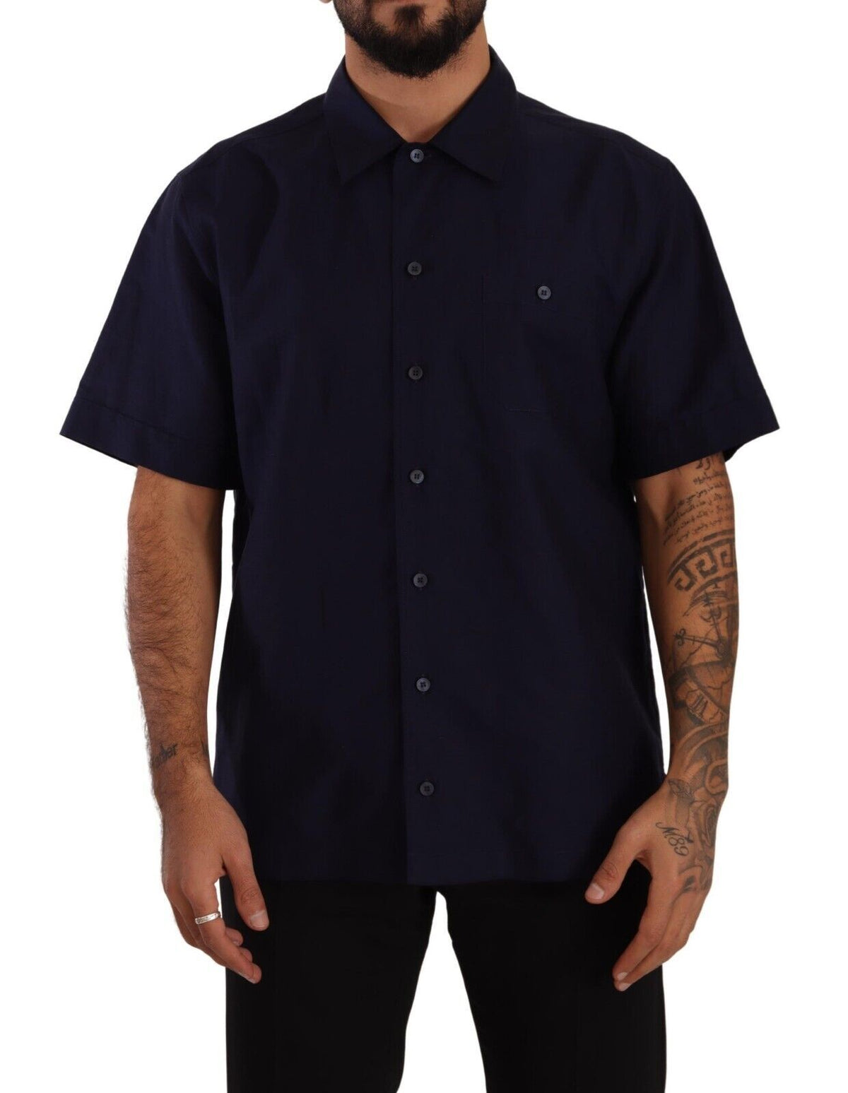 Chemise boutonnée décontractée bleu marine élégante Dolce &amp; Gabbana