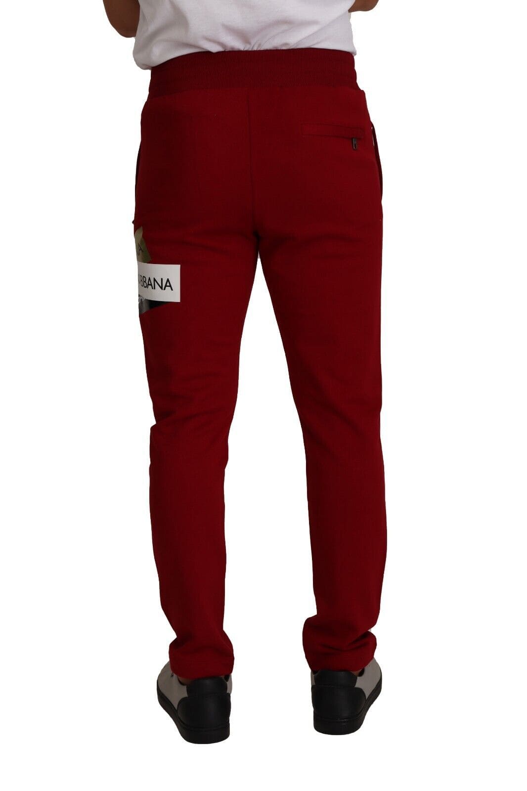 Pantalon de jogging rouge élégant Dolce &amp; Gabbana avec fermeture à cordon