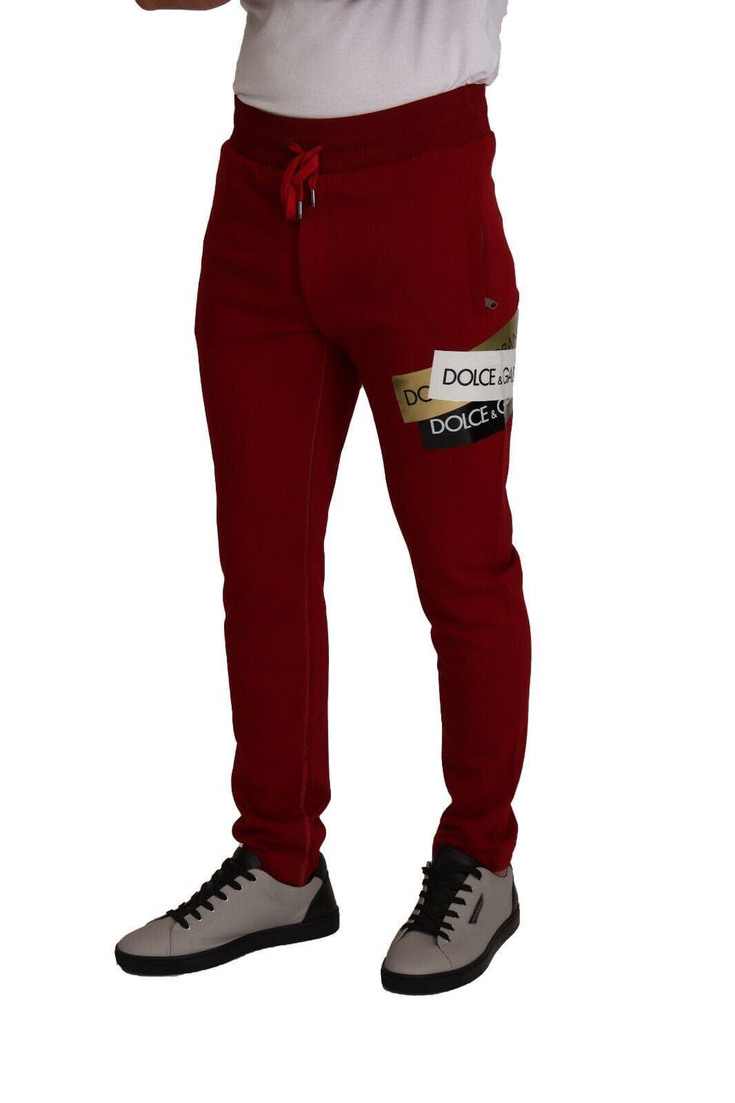 Pantalon de jogging rouge élégant Dolce &amp; Gabbana avec fermeture à cordon