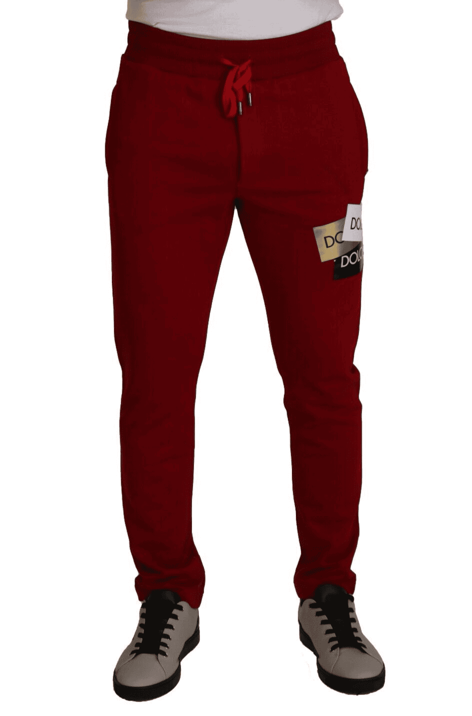 Pantalon de jogging rouge élégant Dolce &amp; Gabbana avec fermeture à cordon