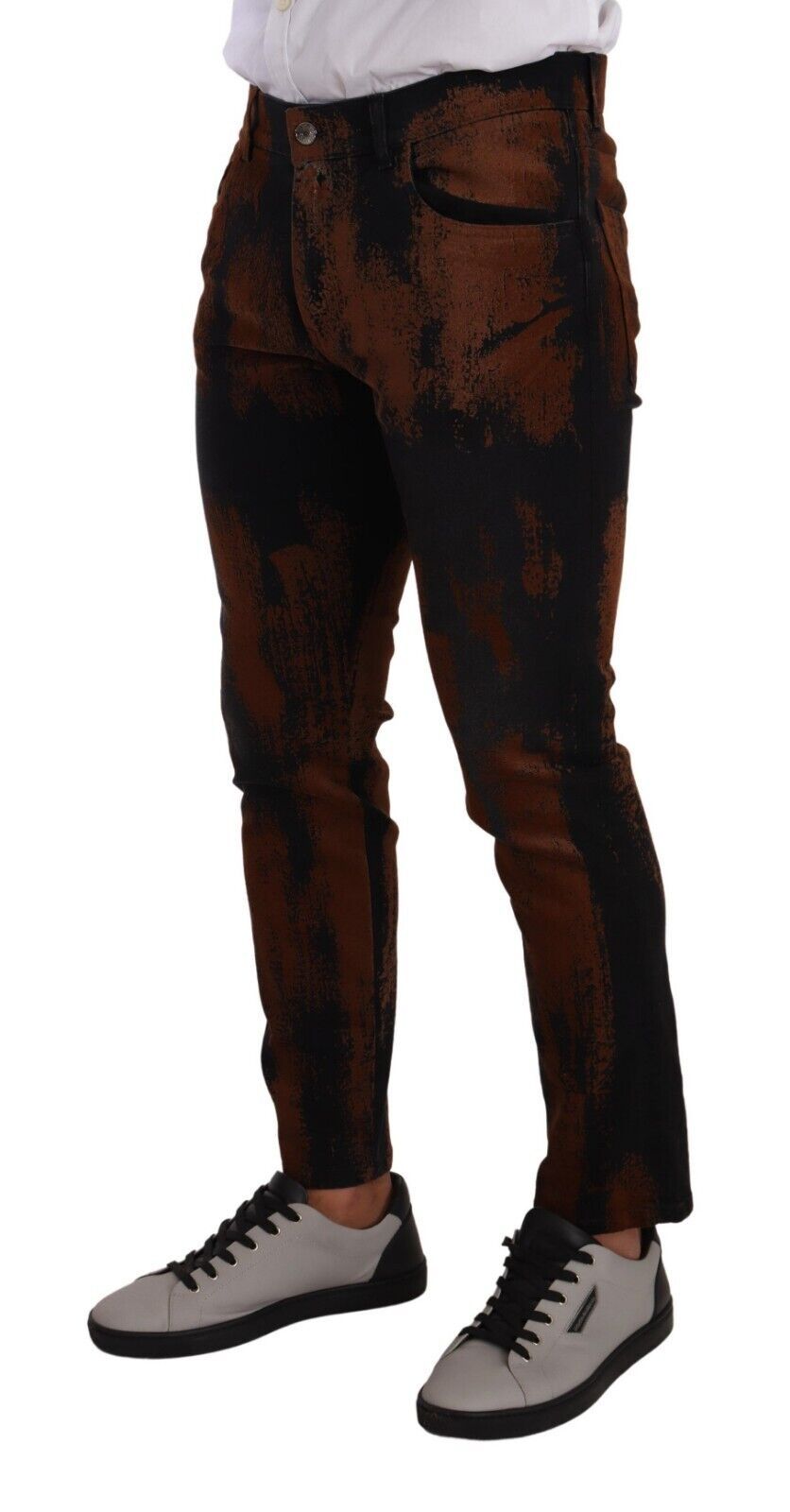 Jean slim tie-dye noir et marron chic Dolce &amp; Gabbana