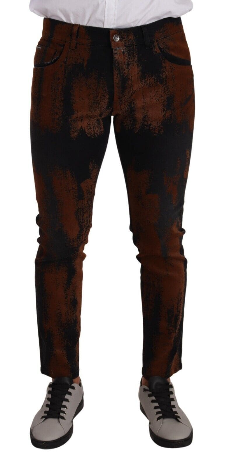 Jean slim tie-dye noir et marron chic Dolce &amp; Gabbana