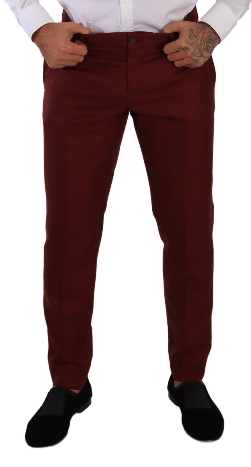 Pantalon habillé rouge élégant en cachemire et soie Dolce &amp; Gabbana