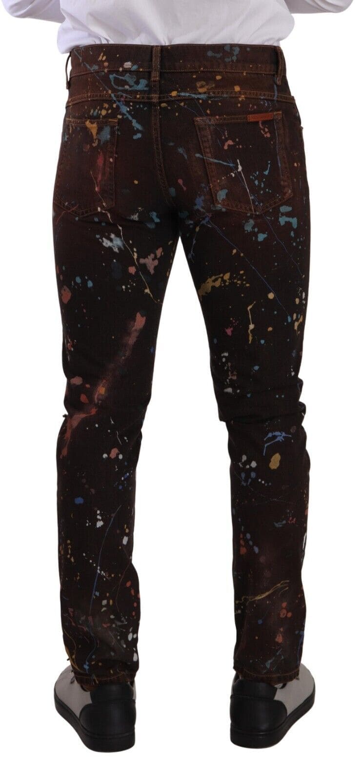 Jean skinny en denim peint multicolore Dolce &amp; Gabbana