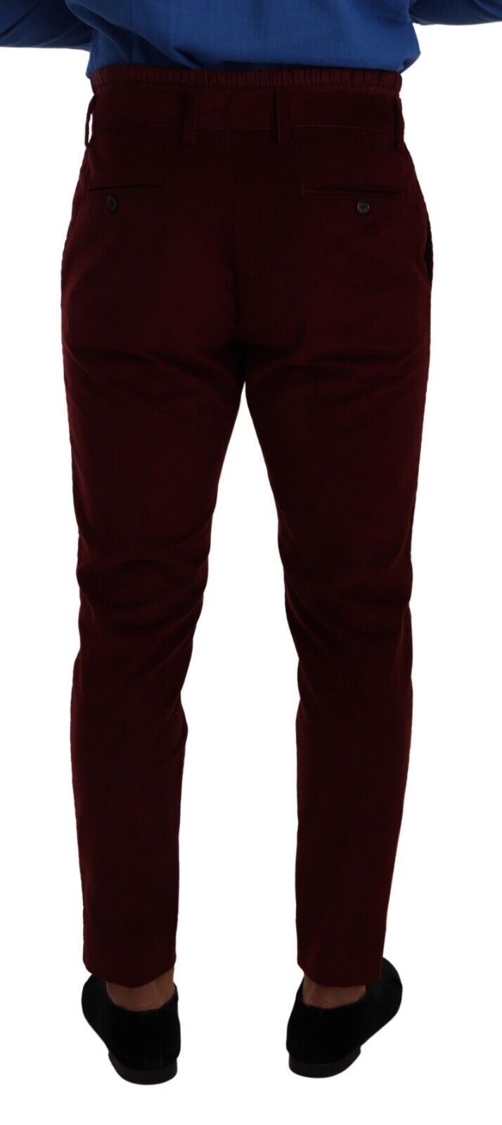 Pantalon habillé élégant en velours bordeaux Dolce &amp; Gabbana