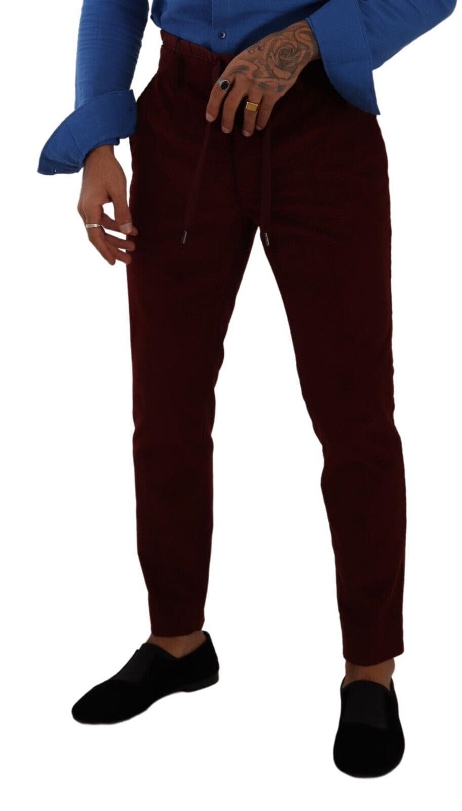 Pantalon habillé élégant en velours bordeaux Dolce &amp; Gabbana