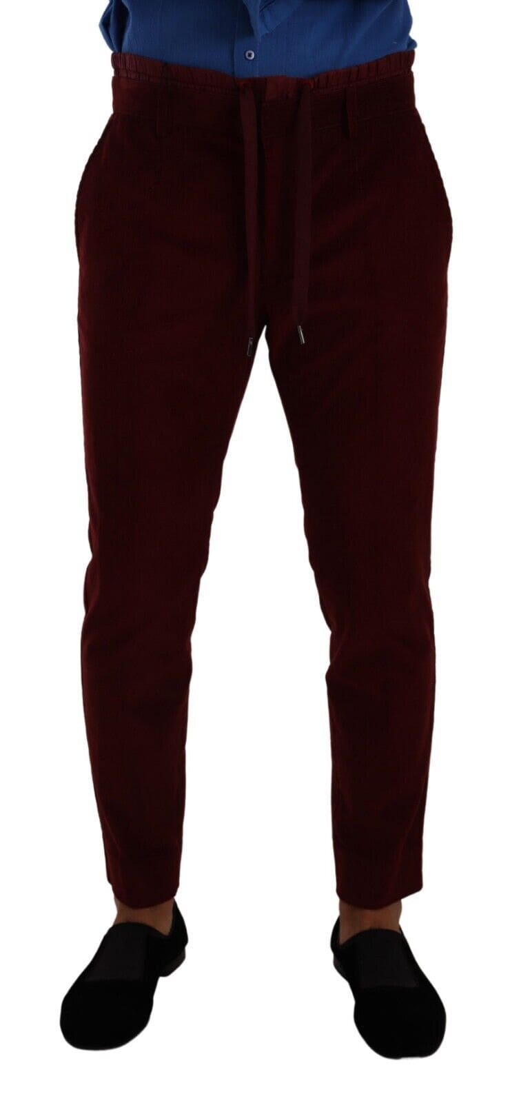 Pantalon habillé élégant en velours bordeaux Dolce &amp; Gabbana