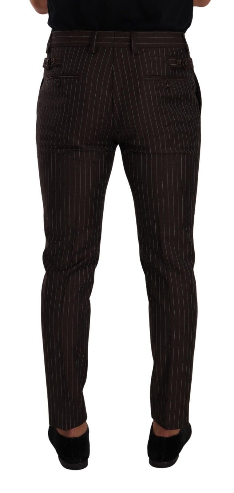 Pantalon élégant en laine à rayures marron pour homme Dolce &amp; Gabbana