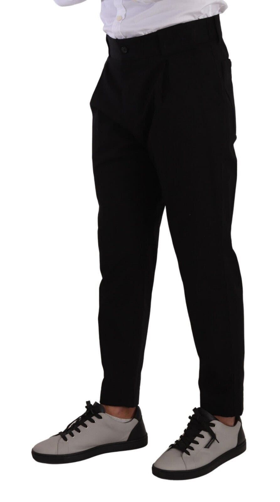 Pantalon chino fuselé élégant en coton noir Dolce &amp; Gabbana