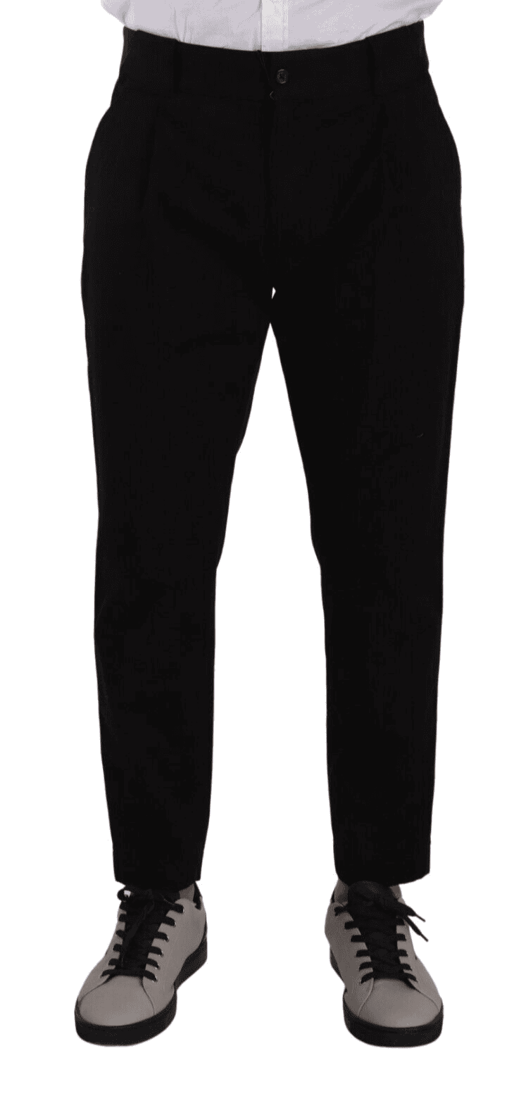 Pantalon chino fuselé élégant en coton noir Dolce &amp; Gabbana