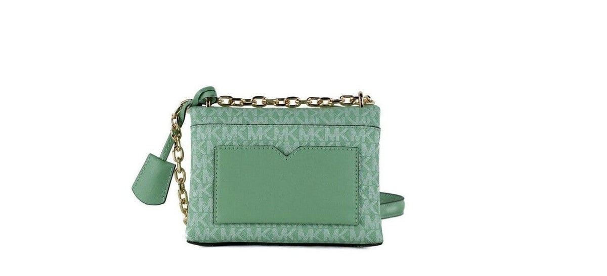 Bolso bandolera convertible con solapa de PVC en color verde mar Cece de Michael Kors