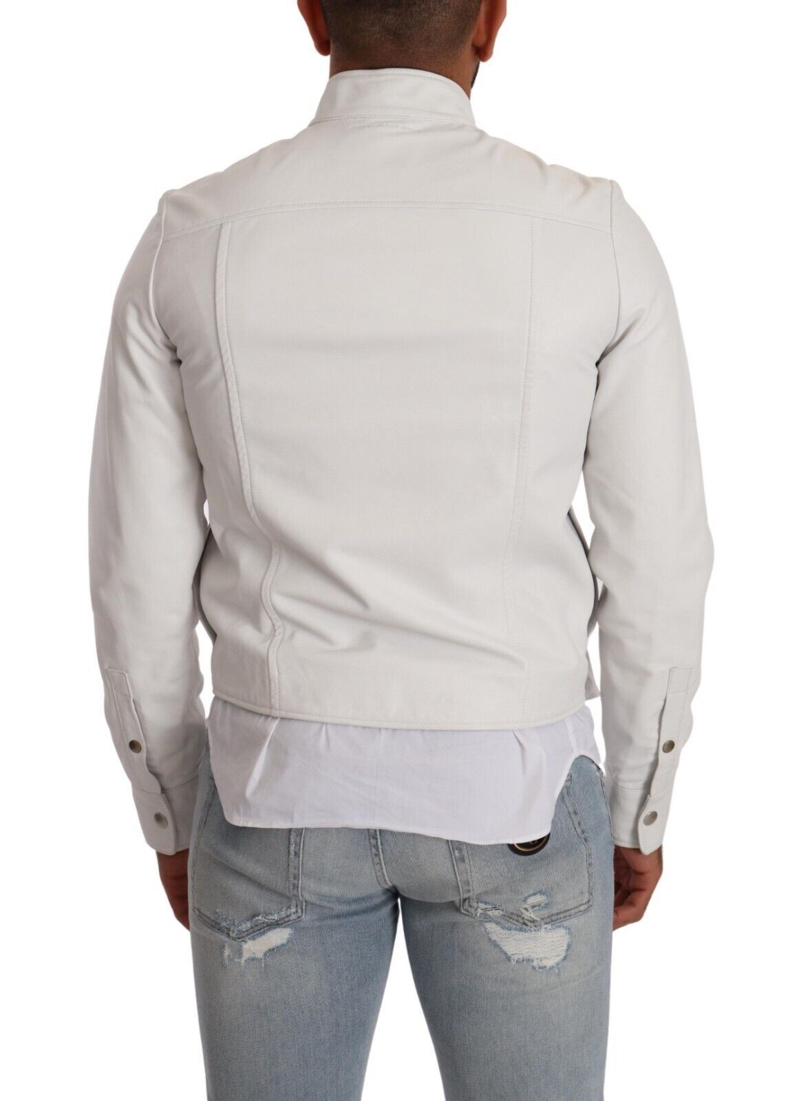 Veste motard en cuir blanc exquise de Diesel