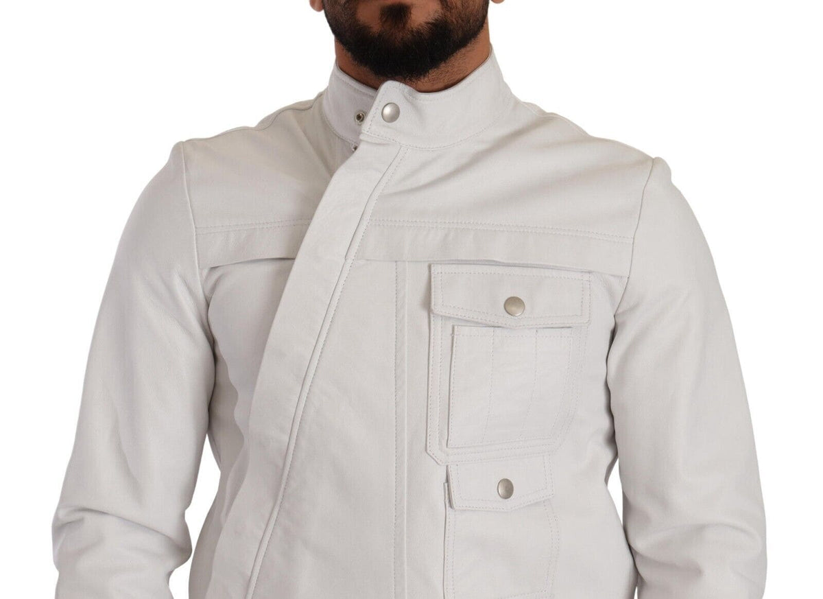 Veste motard en cuir blanc exquise de Diesel