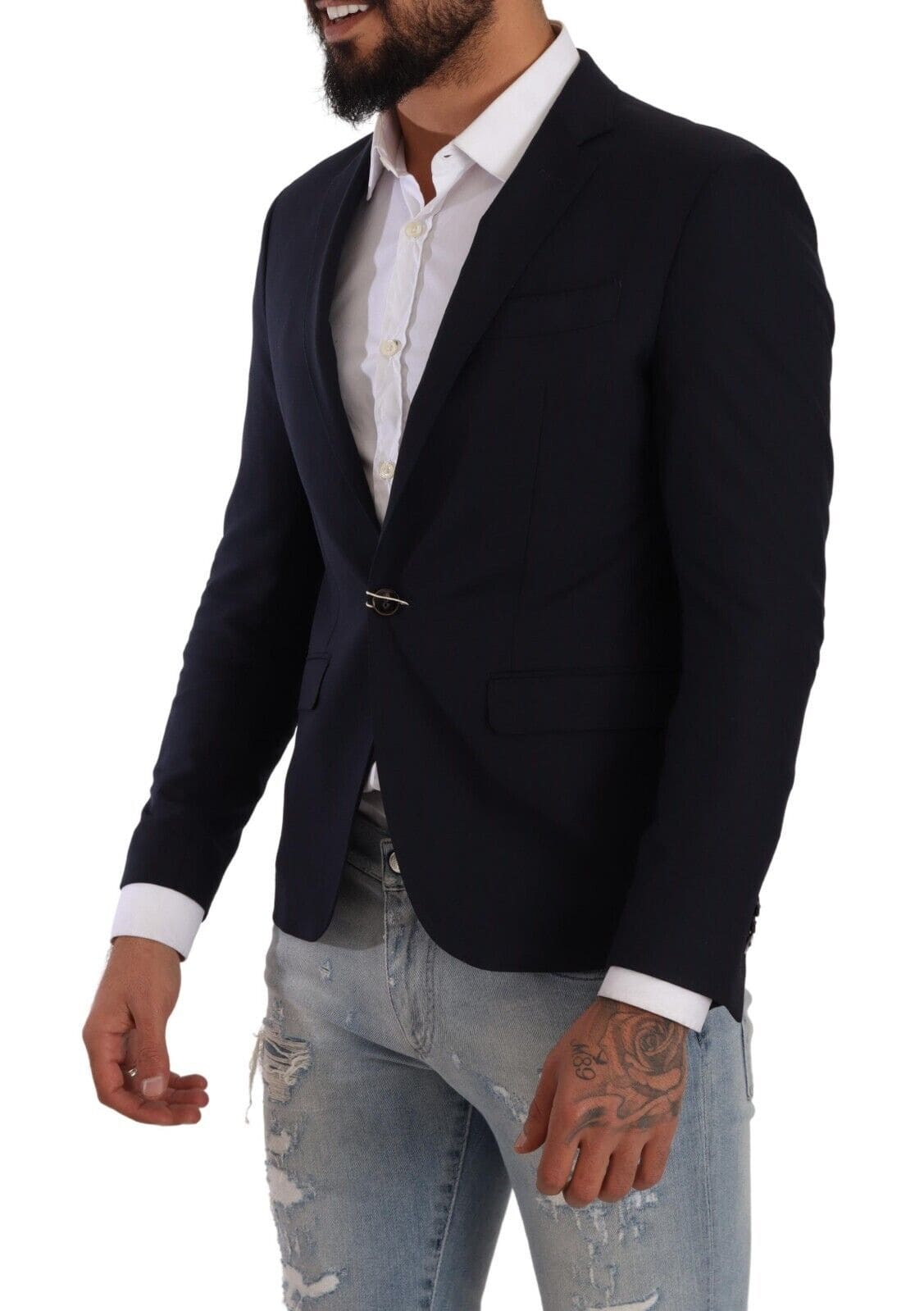 Domenico Tagliente Elegante blazer azul oscuro de corte slim