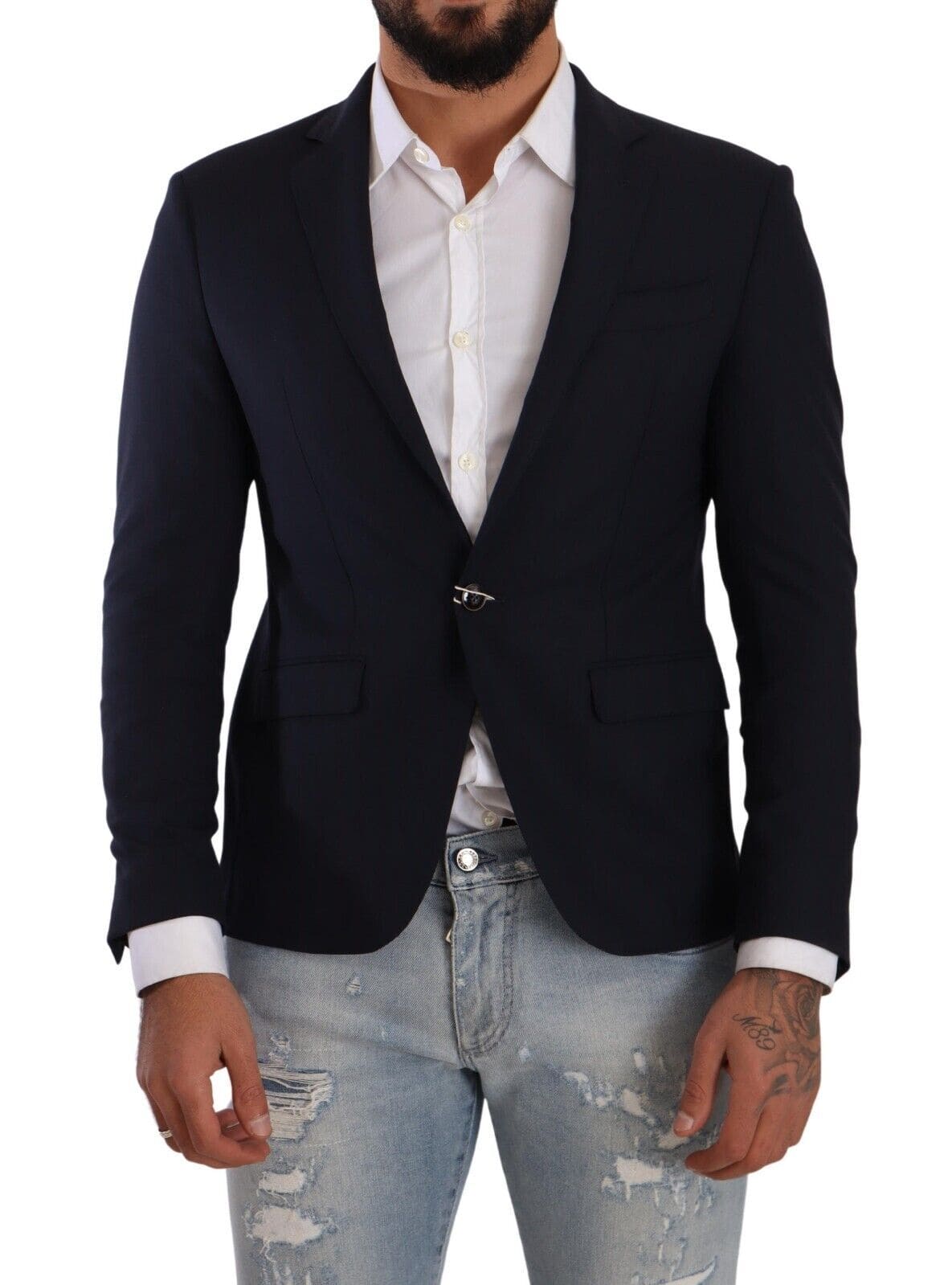 Domenico Tagliente Elegante blazer azul oscuro de corte slim