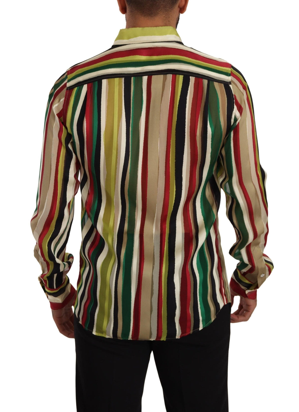 Camisa elegante de seda a rayas multicolor de Dolce &amp; Gabbana