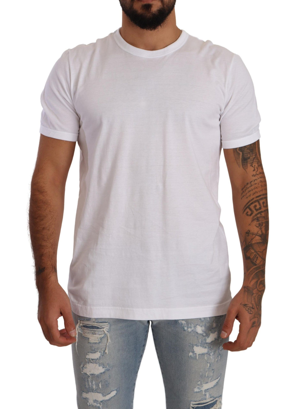 T-shirt ras du cou élégant en coton blanc Dolce &amp; Gabbana