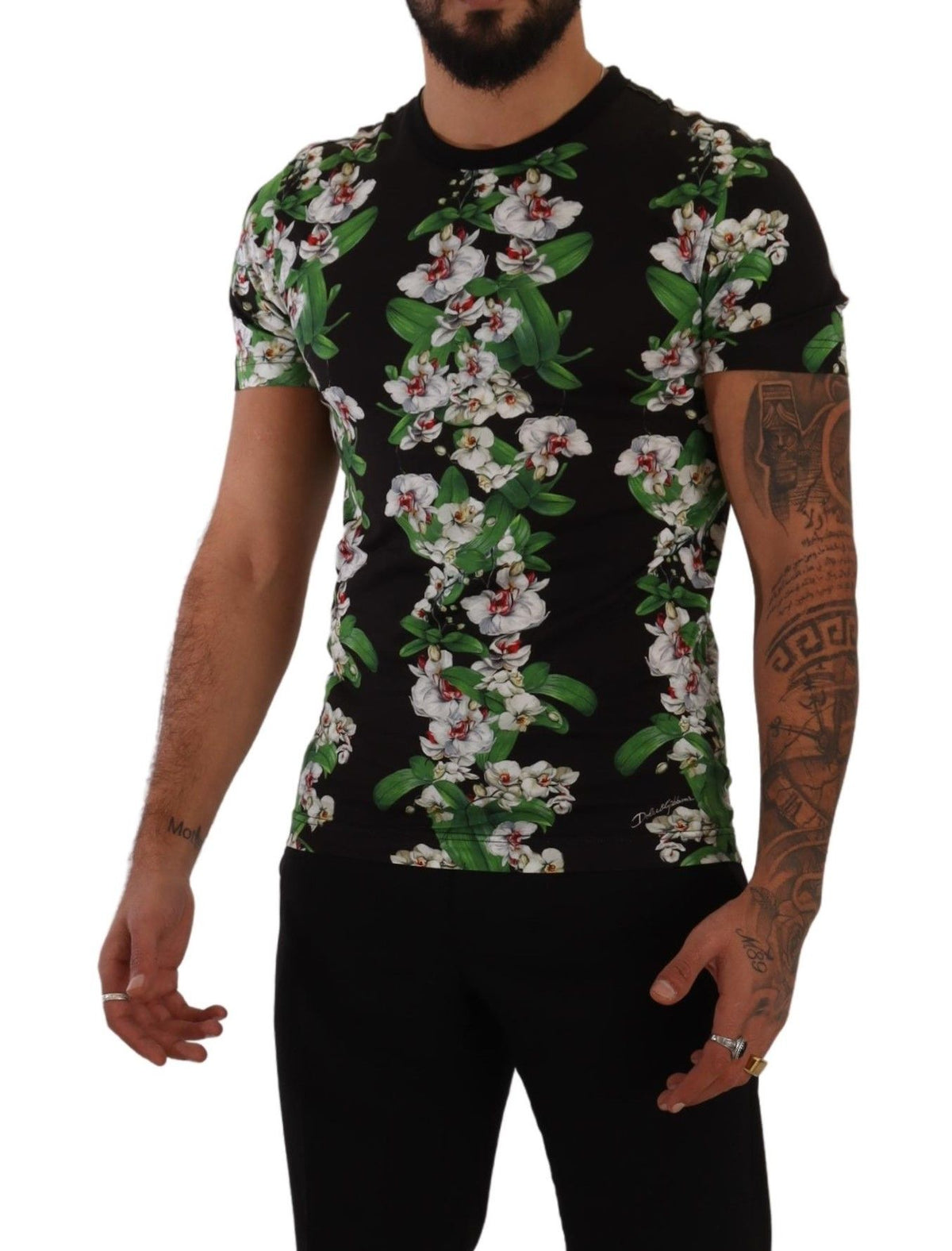 T-shirt ras du cou fleuri élégant Dolce &amp; Gabbana pour homme