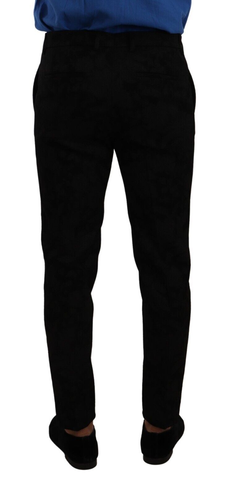 Pantalon habillé slim élégant Dolce &amp; Gabbana en brocart noir